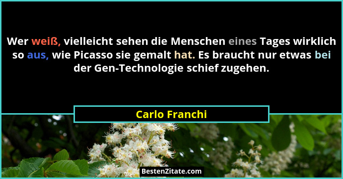 Wer weiß, vielleicht sehen die Menschen eines Tages wirklich so aus, wie Picasso sie gemalt hat. Es braucht nur etwas bei der Gen-Tech... - Carlo Franchi