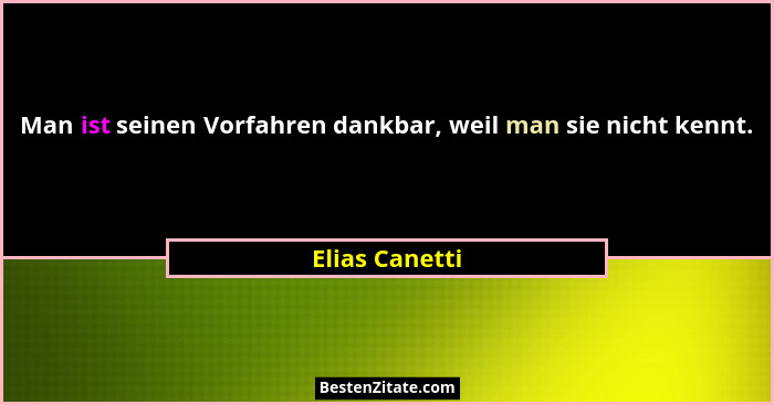 Man ist seinen Vorfahren dankbar, weil man sie nicht kennt.... - Elias Canetti