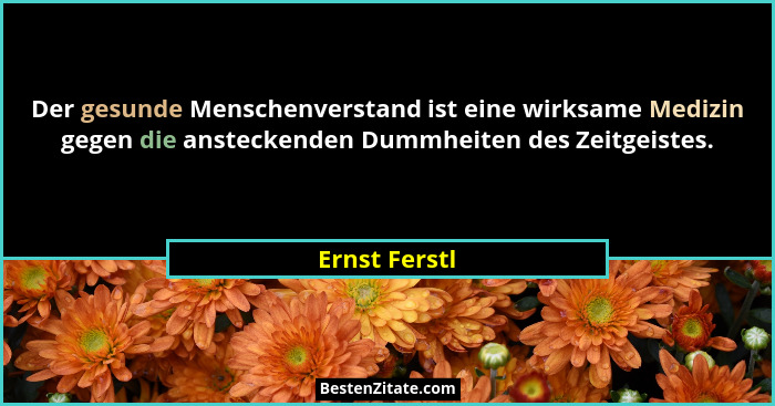 Der gesunde Menschenverstand ist eine wirksame Medizin gegen die ansteckenden Dummheiten des Zeitgeistes.... - Ernst Ferstl
