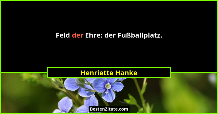 Feld der Ehre: der Fußballplatz.... - Henriette Hanke