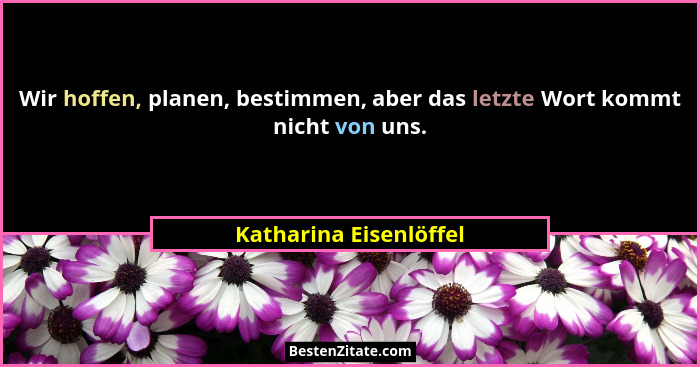 Wir hoffen, planen, bestimmen, aber das letzte Wort kommt nicht von uns.... - Katharina Eisenlöffel