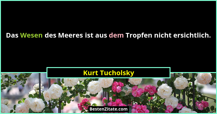 Das Wesen des Meeres ist aus dem Tropfen nicht ersichtlich.... - Kurt Tucholsky