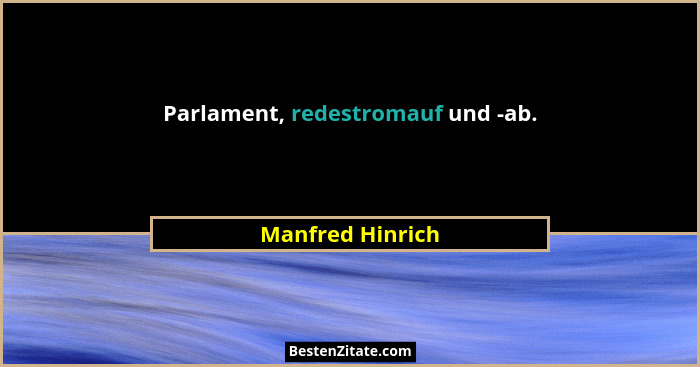 Parlament, redestromauf und -ab.... - Manfred Hinrich