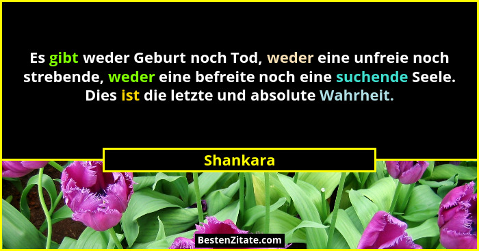 Es gibt weder Geburt noch Tod, weder eine unfreie noch strebende, weder eine befreite noch eine suchende Seele. Dies ist die letzte und abs... - Shankara