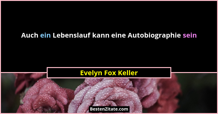 Auch ein Lebenslauf kann eine Autobiographie sein... - Evelyn Fox Keller