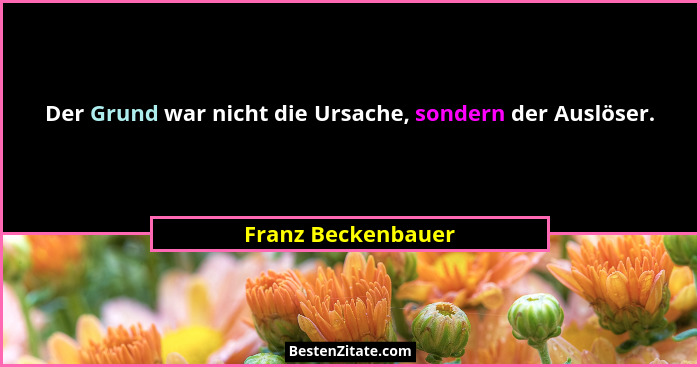 Der Grund war nicht die Ursache, sondern der Auslöser.... - Franz Beckenbauer
