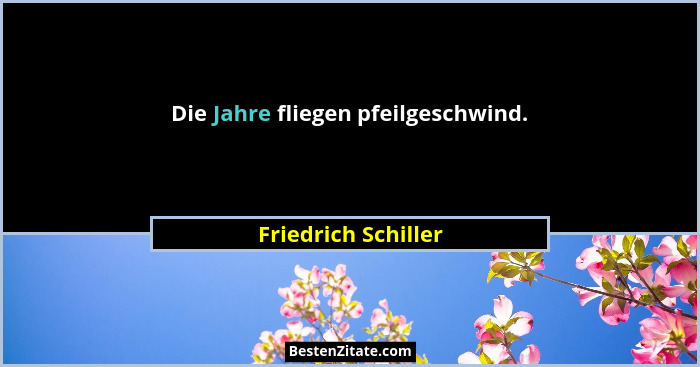 Die Jahre fliegen pfeilgeschwind.... - Friedrich Schiller