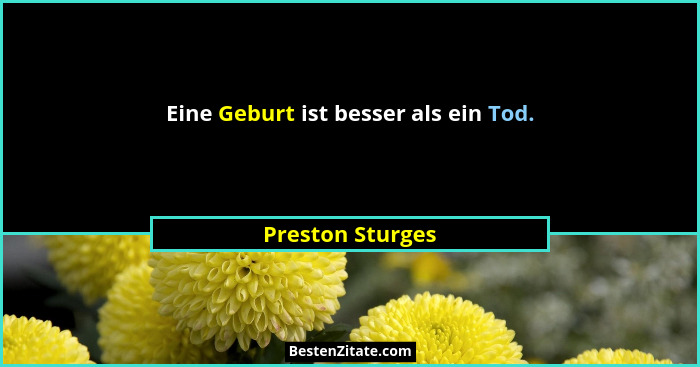Eine Geburt ist besser als ein Tod.... - Preston Sturges