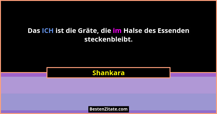 Das ICH ist die Gräte, die im Halse des Essenden steckenbleibt.... - Shankara