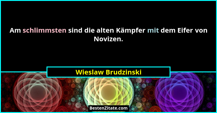 Am schlimmsten sind die alten Kämpfer mit dem Eifer von Novizen.... - Wieslaw Brudzinski