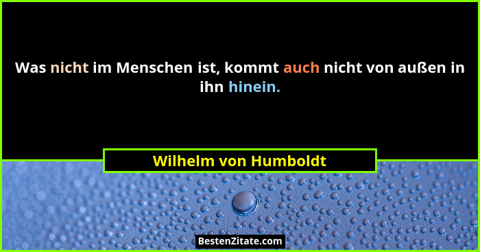 Was nicht im Menschen ist, kommt auch nicht von außen in ihn hinein.... - Wilhelm von Humboldt