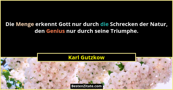 Die Menge erkennt Gott nur durch die Schrecken der Natur, den Genius nur durch seine Triumphe.... - Karl Gutzkow