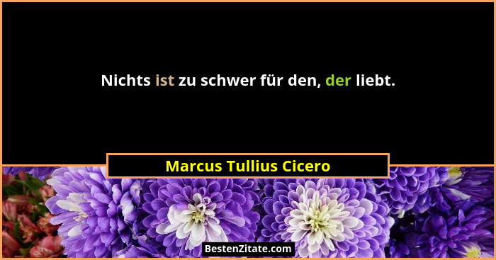 Nichts ist zu schwer für den, der liebt.... - Marcus Tullius Cicero
