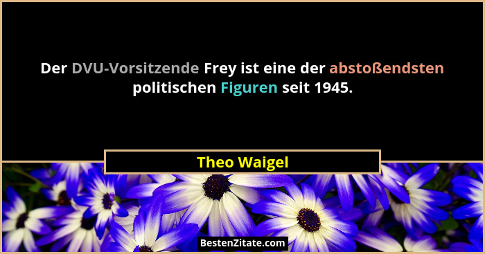 Der DVU-Vorsitzende Frey ist eine der abstoßendsten politischen Figuren seit 1945.... - Theo Waigel
