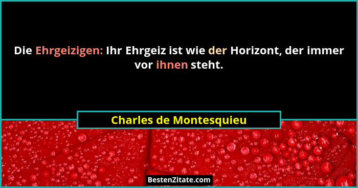 Die Ehrgeizigen: Ihr Ehrgeiz ist wie der Horizont, der immer vor ihnen steht.... - Charles de Montesquieu