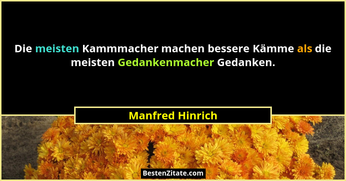 Die meisten Kammmacher machen bessere Kämme als die meisten Gedankenmacher Gedanken.... - Manfred Hinrich