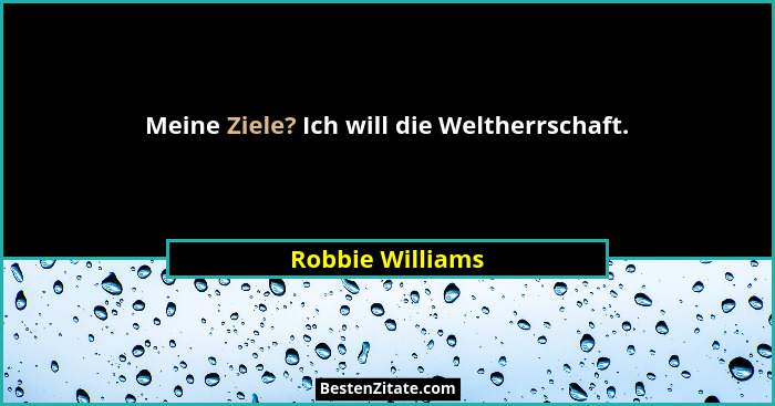 Meine Ziele? Ich will die Weltherrschaft.... - Robbie Williams