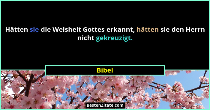 Hätten sie die Weisheit Gottes erkannt, hätten sie den Herrn nicht gekreuzigt.... - Bibel
