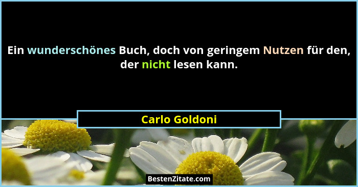 Ein wunderschönes Buch, doch von geringem Nutzen für den, der nicht lesen kann.... - Carlo Goldoni