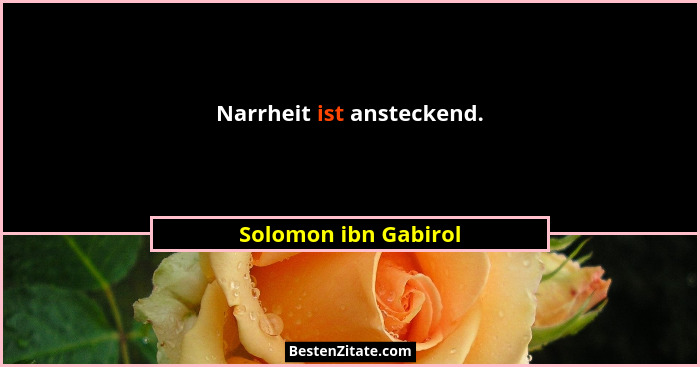 Narrheit ist ansteckend.... - Solomon ibn Gabirol