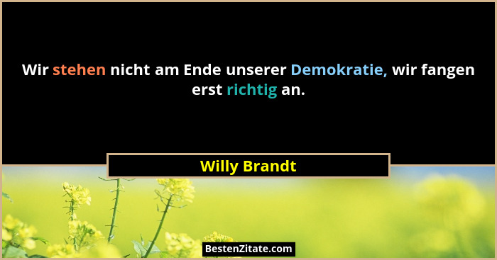 Wir stehen nicht am Ende unserer Demokratie, wir fangen erst richtig an.... - Willy Brandt