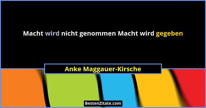 Macht wird nicht genommen Macht wird gegeben... - Anke Maggauer-Kirsche
