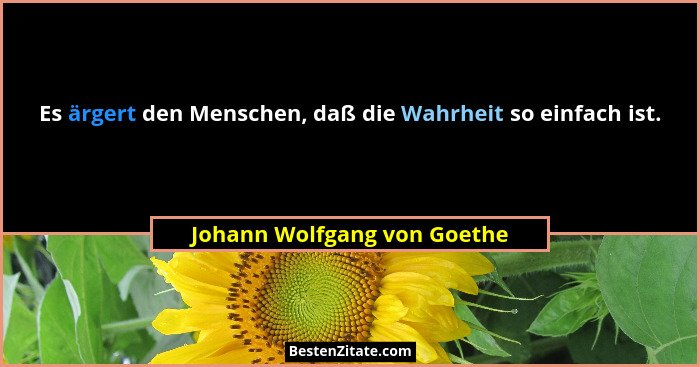 Es ärgert den Menschen, daß die Wahrheit so einfach ist.... - Johann Wolfgang von Goethe