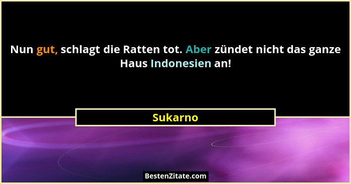 Nun gut, schlagt die Ratten tot. Aber zündet nicht das ganze Haus Indonesien an!... - Sukarno