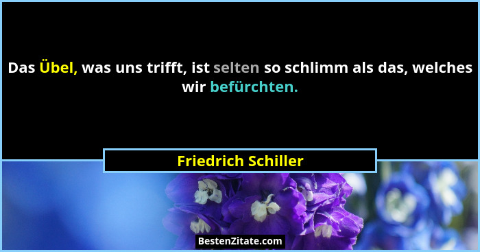 Das Übel, was uns trifft, ist selten so schlimm als das, welches wir befürchten.... - Friedrich Schiller
