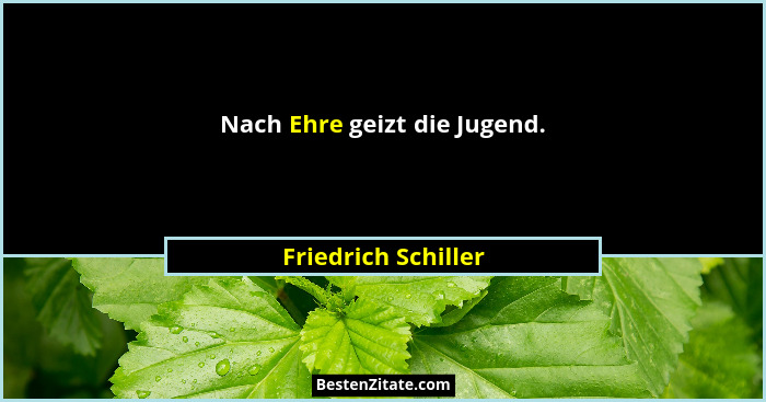 Nach Ehre geizt die Jugend.... - Friedrich Schiller