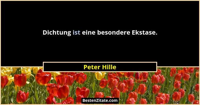 Dichtung ist eine besondere Ekstase.... - Peter Hille