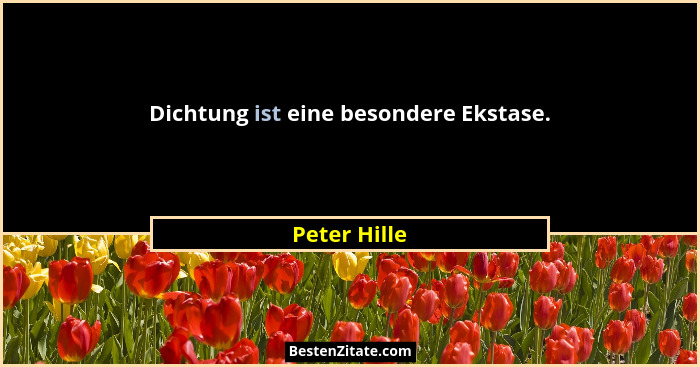 Dichtung ist eine besondere Ekstase.... - Peter Hille