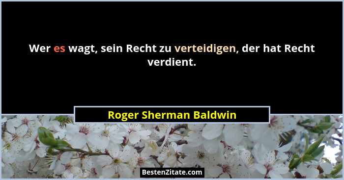 Wer es wagt, sein Recht zu verteidigen, der hat Recht verdient.... - Roger Sherman Baldwin