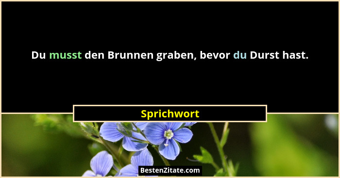 Du musst den Brunnen graben, bevor du Durst hast.... - Sprichwort