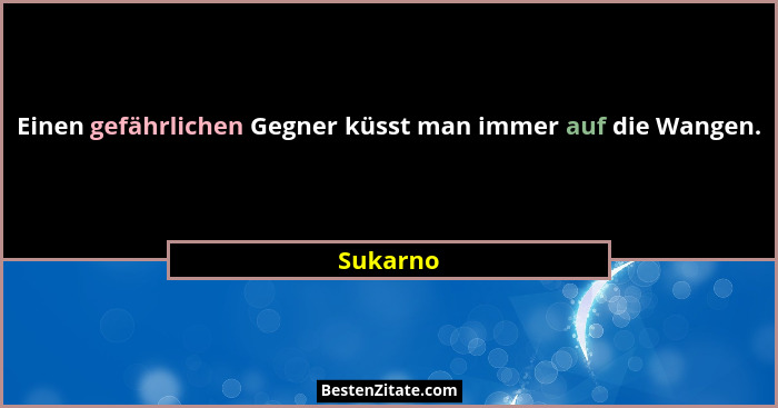 Einen gefährlichen Gegner küsst man immer auf die Wangen.... - Sukarno