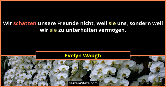 Wir schätzen unsere Freunde nicht, weil sie uns, sondern weil wir sie zu unterhalten vermögen.... - Evelyn Waugh