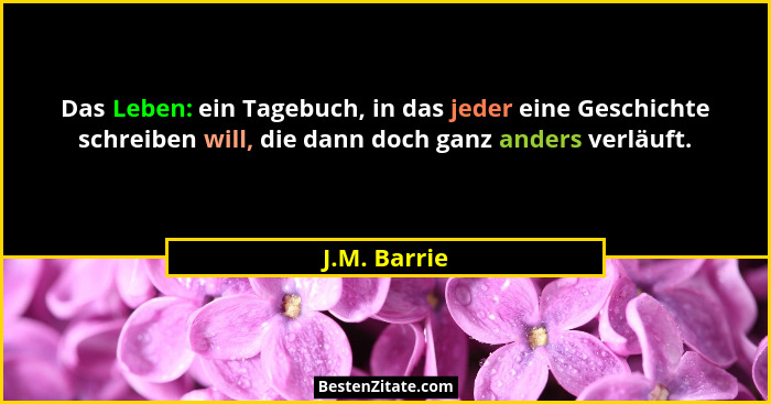 Das Leben: ein Tagebuch, in das jeder eine Geschichte schreiben will, die dann doch ganz anders verläuft.... - J.M. Barrie