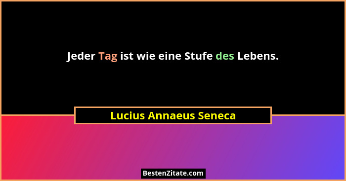 Jeder Tag ist wie eine Stufe des Lebens.... - Lucius Annaeus Seneca