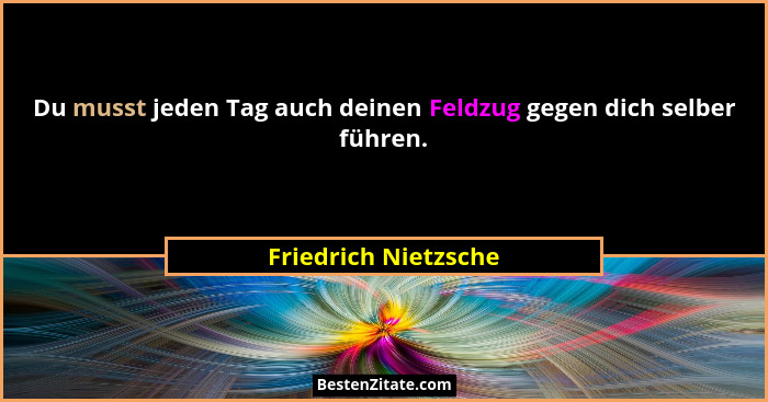 Du musst jeden Tag auch deinen Feldzug gegen dich selber führen.... - Friedrich Nietzsche