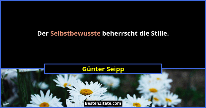 Der Selbstbewusste beherrscht die Stille.... - Günter Seipp