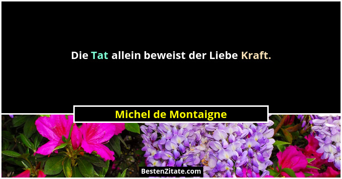 Die Tat allein beweist der Liebe Kraft.... - Michel de Montaigne