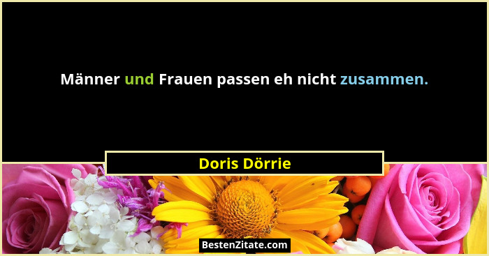 Männer und Frauen passen eh nicht zusammen.... - Doris Dörrie