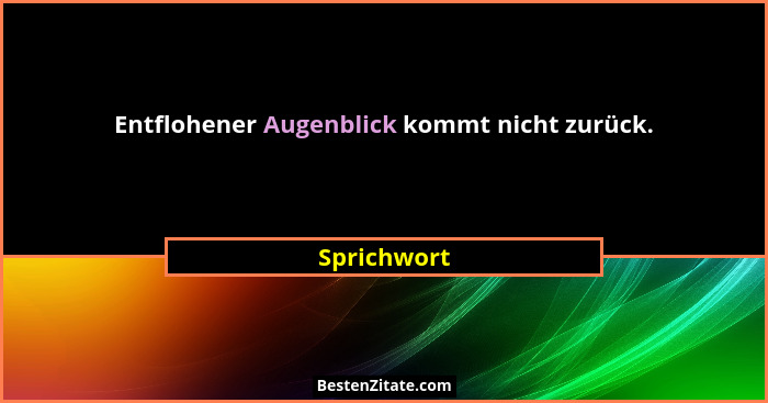 Entflohener Augenblick kommt nicht zurück.... - Sprichwort