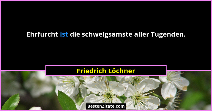 Ehrfurcht ist die schweigsamste aller Tugenden.... - Friedrich Löchner