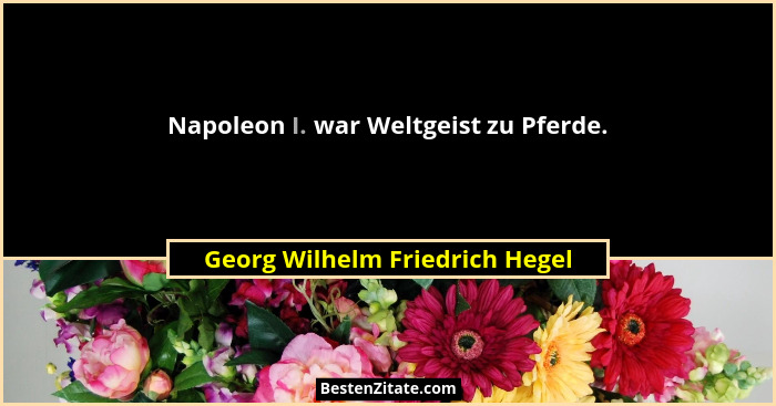 Napoleon I. war Weltgeist zu Pferde.... - Georg Wilhelm Friedrich Hegel
