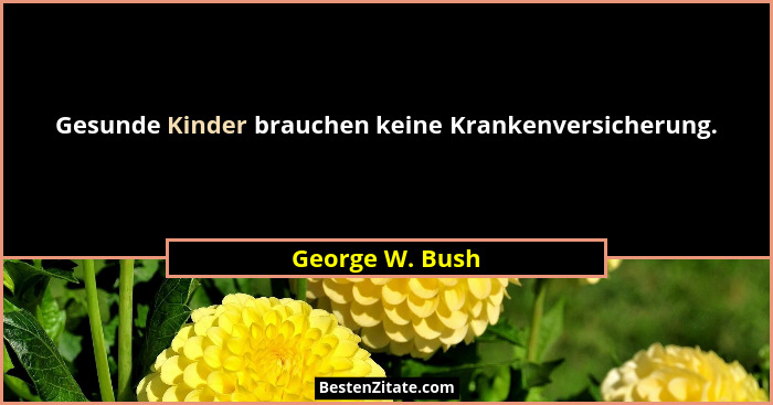 Gesunde Kinder brauchen keine Krankenversicherung.... - George W. Bush
