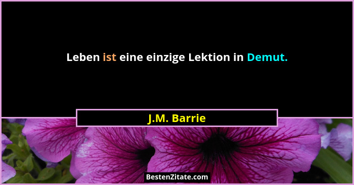 Leben ist eine einzige Lektion in Demut.... - J.M. Barrie