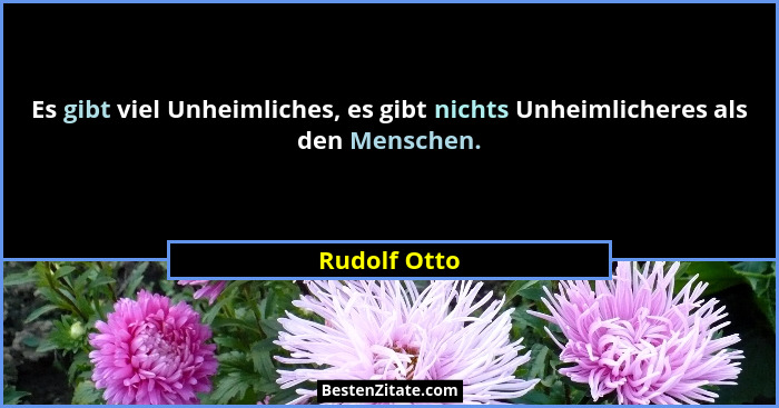 Es gibt viel Unheimliches, es gibt nichts Unheimlicheres als den Menschen.... - Rudolf Otto