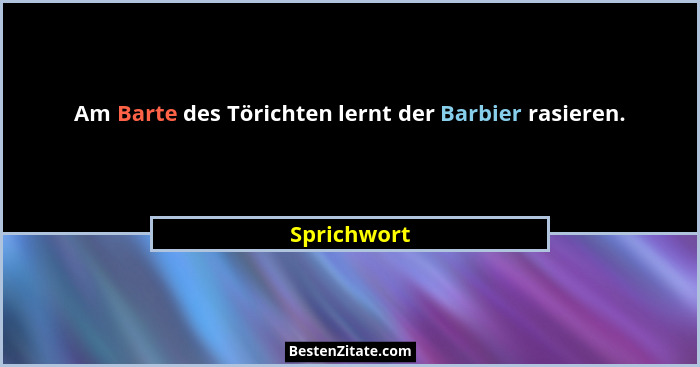 Am Barte des Törichten lernt der Barbier rasieren.... - Sprichwort