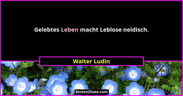 Gelebtes Leben macht Leblose neidisch.... - Walter Ludin